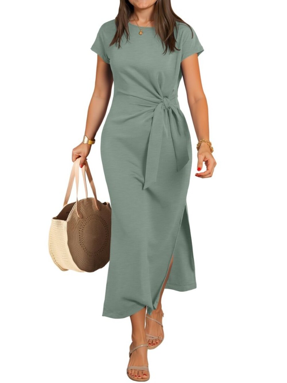 Womens Summer Wrinkle-Free Maxi Dress